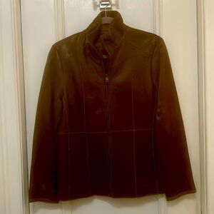 MARC NEW YORK dark brown leather jacket w/high collar. Perfect condition.